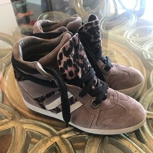 Serafini MANHATTAN Wedge Sneakers Black Suede 38 7.5 US Excellent Condition